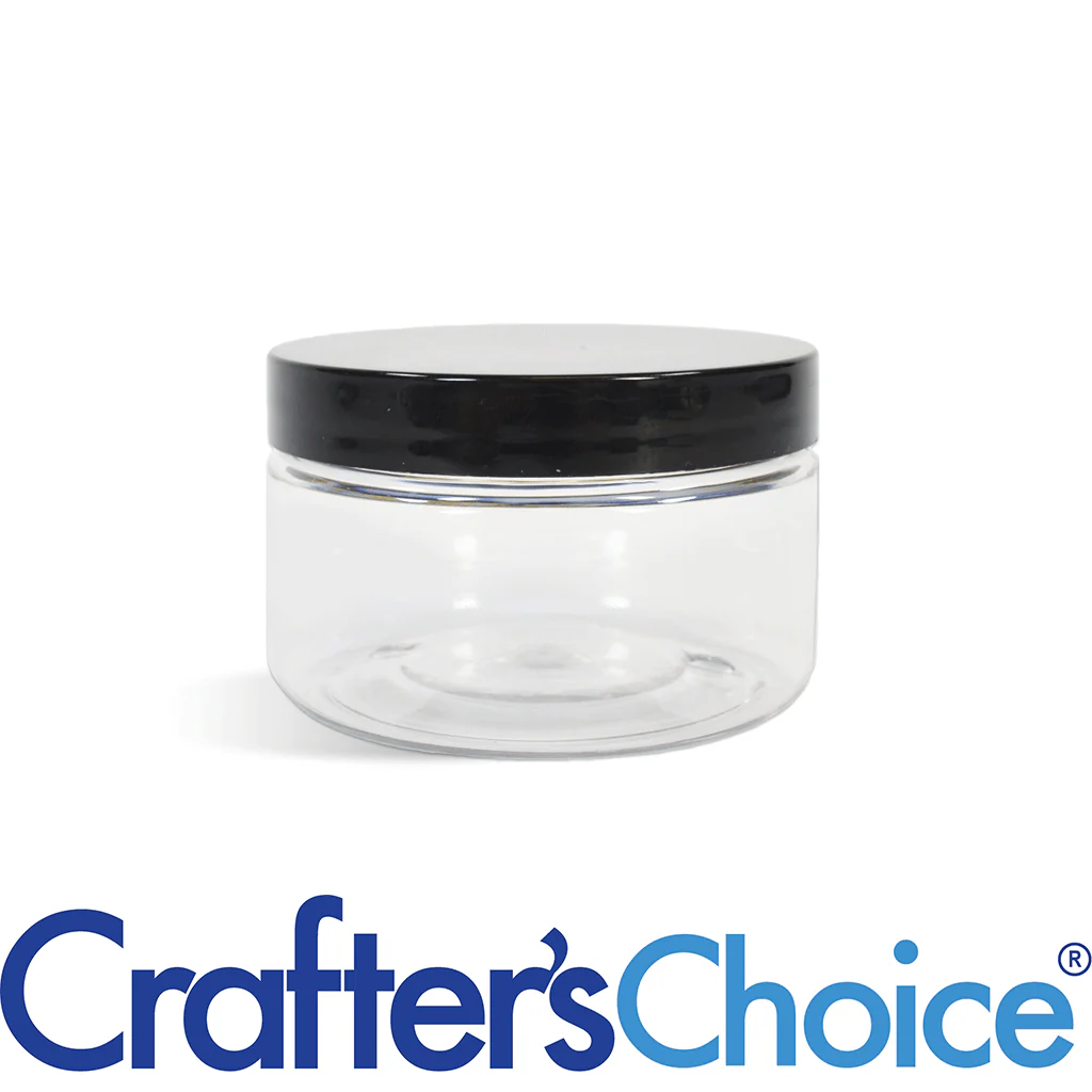 2 oz Clear Heavy Wall Jar & Blk Straight Top Set