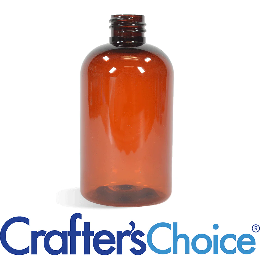 4 oz Amber Boston Round Plastic Bottle - 20/410