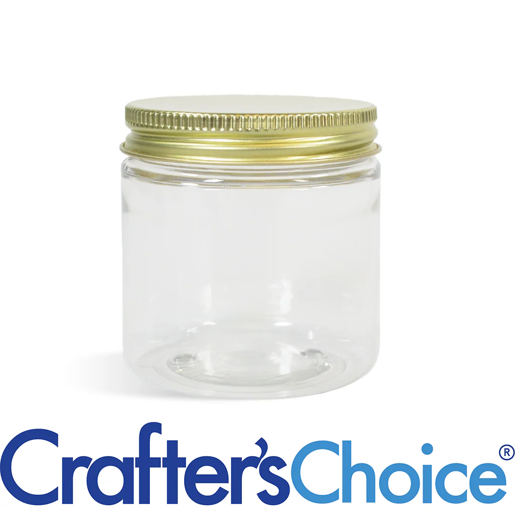4 oz Clear Basic Jar & Gold Metal Top Set