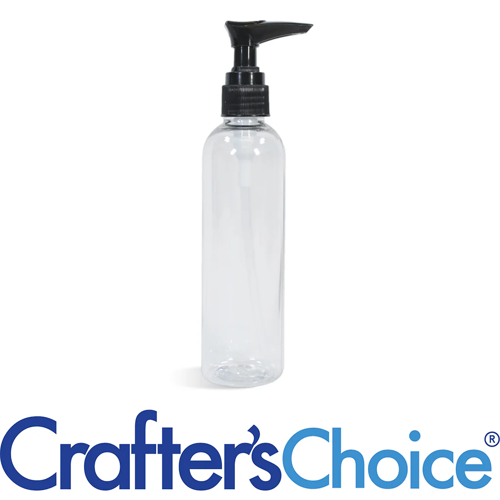4 oz Clear Bullet w/ Black Ribbed Lotion Pump Set