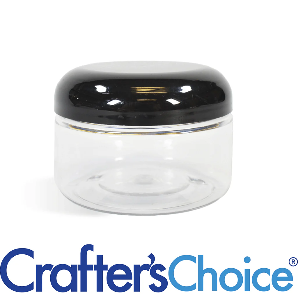 4 oz Clear Heavy Wall Jar & Black Dome Top Set