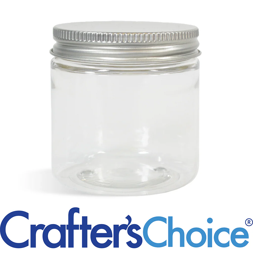 8 oz Clear Basic Jar & Silver Metal Top Set