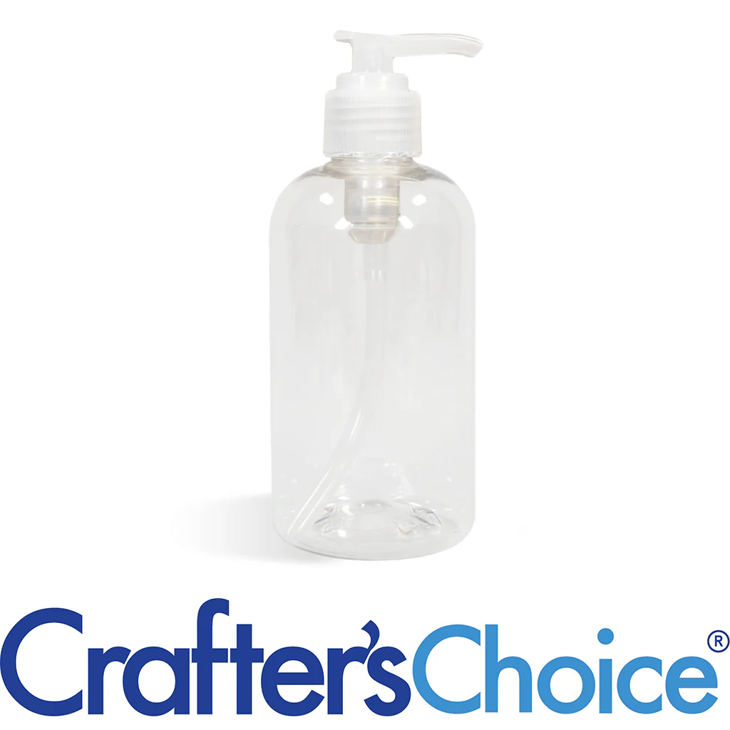 8 oz Clear Boston Round w/ Natrl Saddle Pump Set