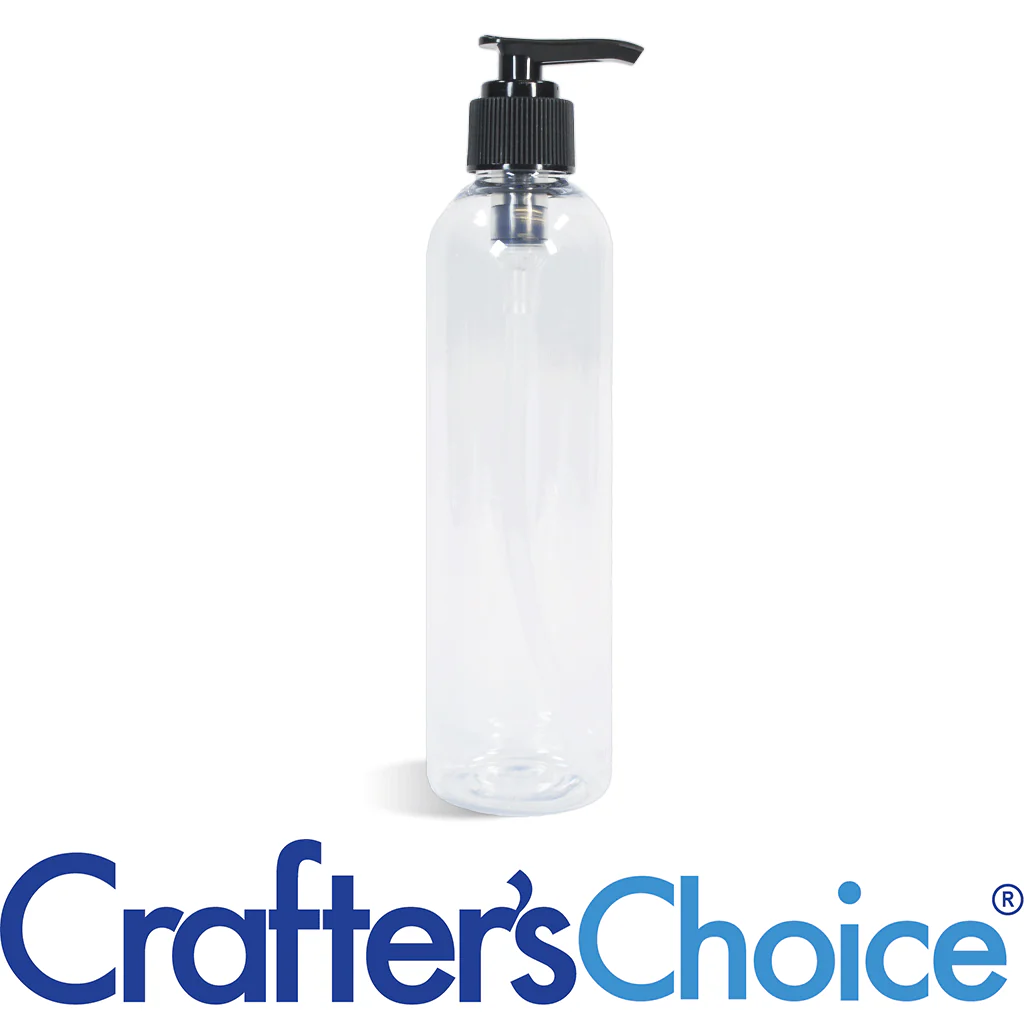 8 oz Clear Bullet w/ Black Ribbed Saddle Pump Set