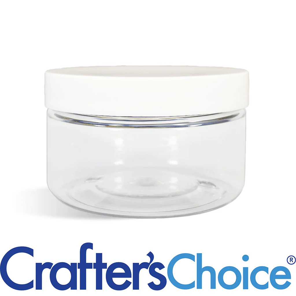 8 oz Clear Heavy Wall Jar & Wht Straight Top Set