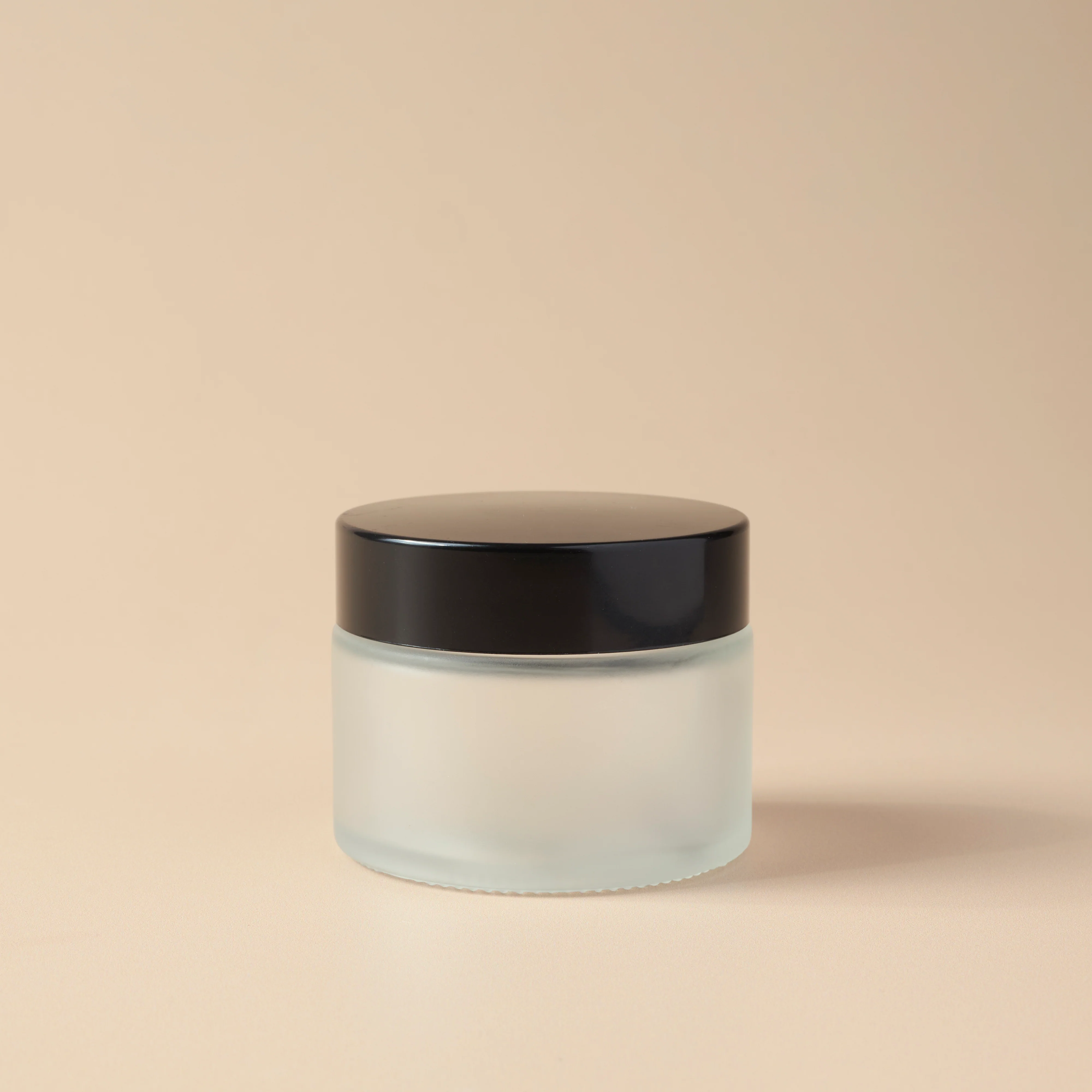 1.69 oz Frosted Glass Jar & Black Lid - Image 2