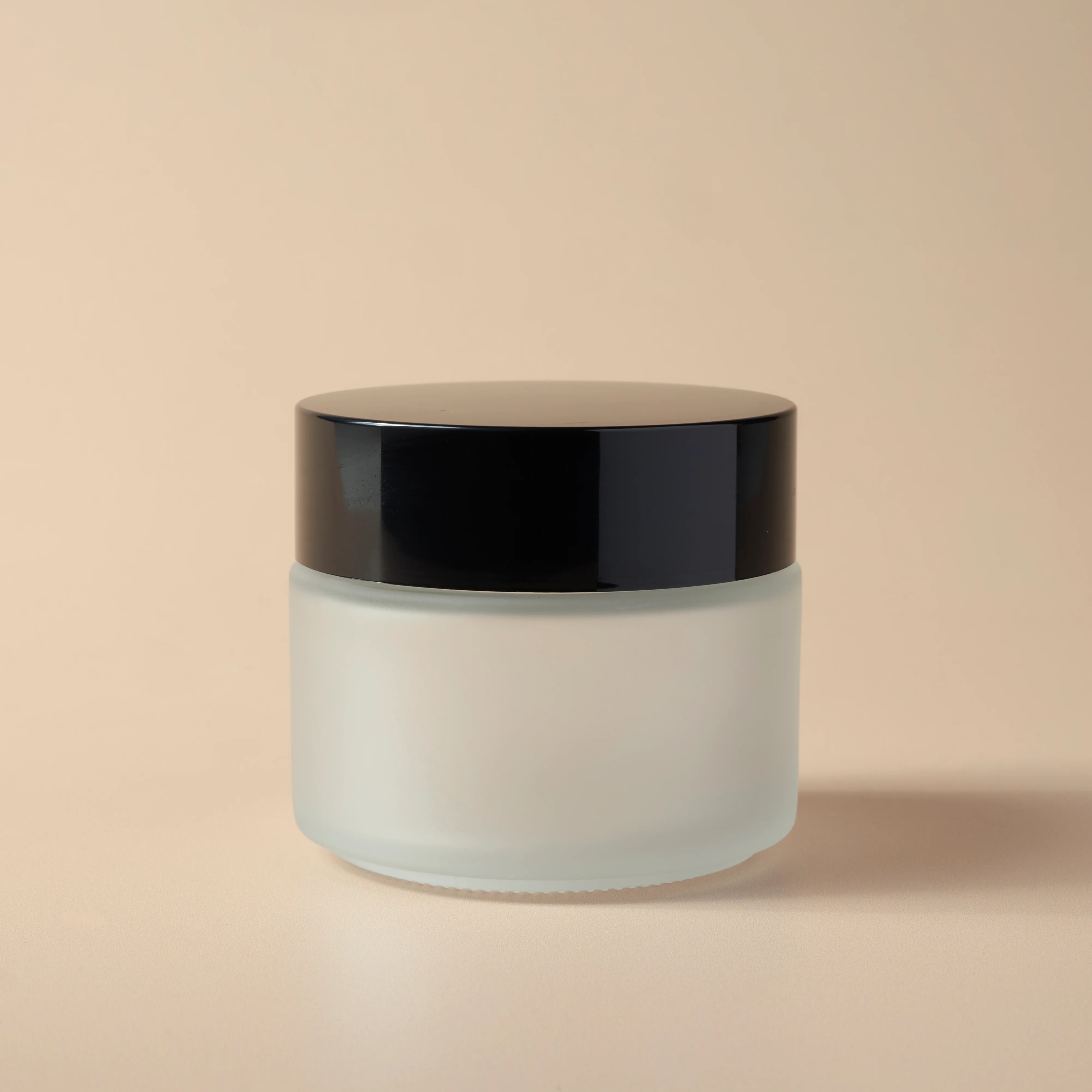 3.38 oz Frosted Glass Jar & Black Lid - Image 2